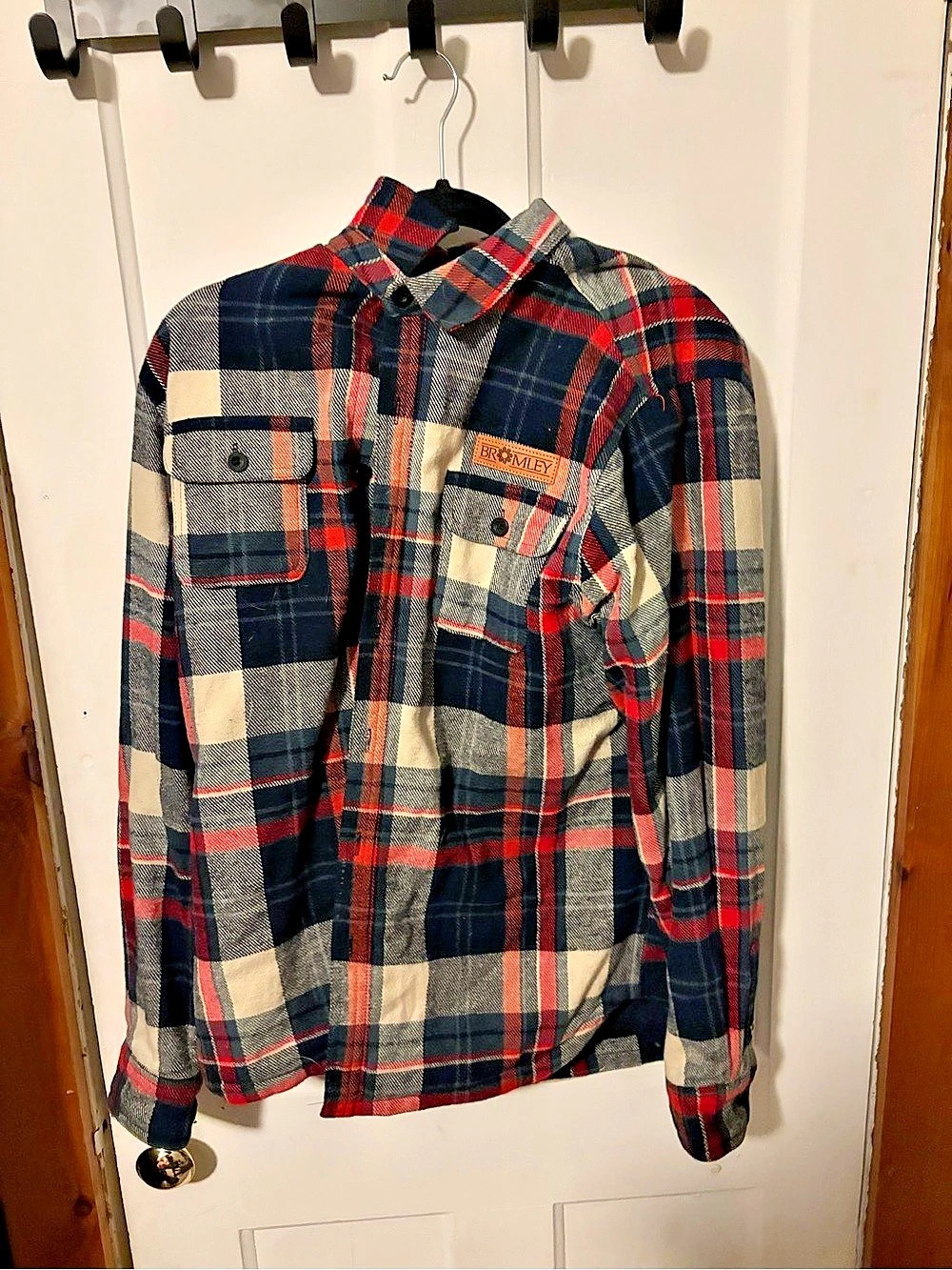 Techstyles Plaid Snap-Front Jacket in Blue & Red